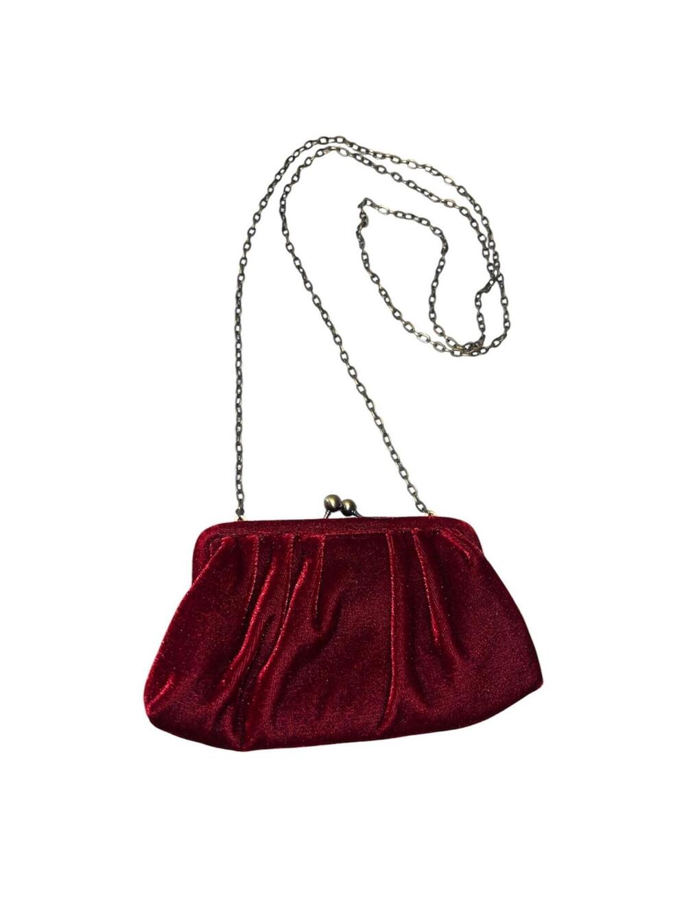 Vintage Red Velvet Kiss Lock Bag Coquette Grandmacore Gothic Victorian Romance